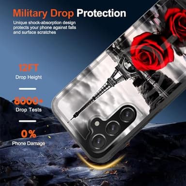 ZQLPLZR Magnetic for Galaxy S24 Case,[Compatible with MagSafe] [Military Grade Drop Protection] Heavy Duty Shockproof Phone Case for Samsung Galaxy S24 5G (6.2") 2024,Vintage Eiffel Tower Rose Flower - Image 2