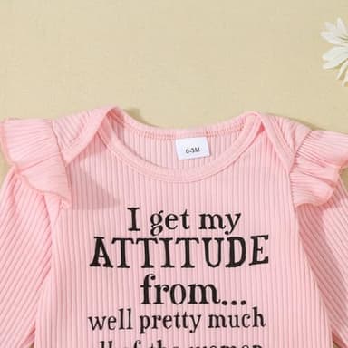 Kaipiclos Newborn Baby Girl Fall Outfits Letter Rib Knit Romper Daisy Belted Pants Headband Infant Clothes 0 3 6 12 18 Months (Pink, 12-18 Months) - Image 5