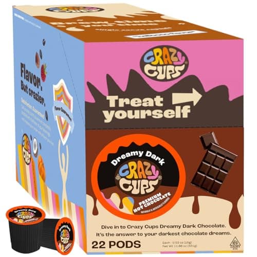Crazy Cups Dreamy Dark Chocolate Hot Chocolate Pods for Keurig K Cups Brewers, Single Serve Dark Hot Cocoa Pods, 22 Count - Image 1