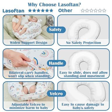 lasoftan Nursing Pillow for Breastfeeding, Breast Feeding Pillow for Mom Support, Adjustable Waist Strap and Removable Cotton Cover, Rainbow - Image 8