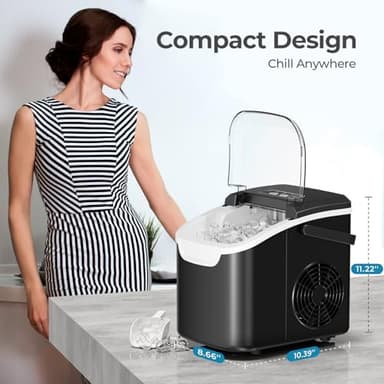 Antarctic Star Countertop Ice Maker Machine, 8 Ice Cubes in 6 mins, 26lb/Day Ice with 2 Sizes- Portable Mini, Energy Saving & Basket/Scoop for Home/Party/Travel/Camping/Bar, Dark Black - Image 7