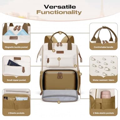 Maelstrom Travel Backpack for Women Men,Laptop Backpack Fits 15.6-17.3 Inch Laptop, Nurse/Teacher/Work Bag with Insulated Lunch Box,Water Resistant Carry On Backpack,Khaki-Beige - Image 3