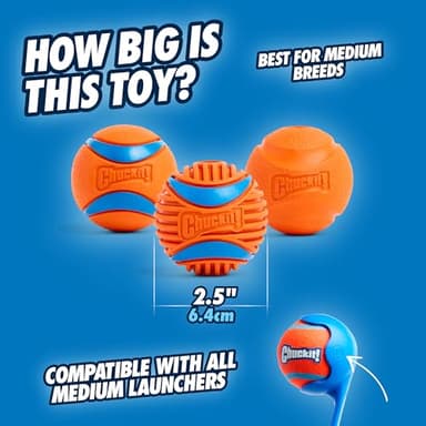Chuckit! Dog Balls - Interactive Dog Toys, High-Bounce Fetch Ball, Ultra and Rugged Balls, Durable - Size Medium, 2.5-inch Diameter, Set of 3 - Image 3