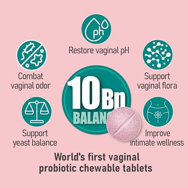 Chewable Vaginal Probiotics for Women 10 Billion CFU + Organic Prebiotics — Supports Vaginal Health, Maintains Vaginal pH Balance & Promotes Feminine Freshness, Strawberry-Flavored Tablets - Image 3