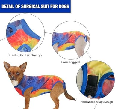 Uadonile Dog Surgery Recovery Suit for Male Female, Spay Neuter Cone Alternative Surgical Onesie, Tie-dye Blue, M - Image 3
