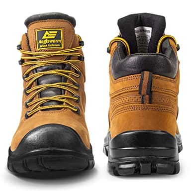 AEGISWARM Steel Toe Work Boots for Men Waterproof Durable Crazy-Horse Non Slip Industrial and Construction Safety Footwear Mens Work Boots (13) - Image 2