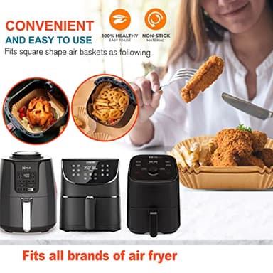 Air Fryer Liners Disposable 9 Inch, 9 inch Air Fryer Liners 125 Pcs Large Square Air Fryer Paper Liners for 5QT 6qt 8QT Air Fryer, Non-stick Parchment Paper for Frying, Baking - Image 7