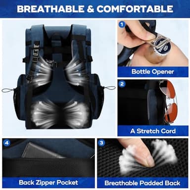 Maelstrom Backpack Cooler,Soft Lightweight Leakproof Cooler Backpack,50 Can Insulated Cooler Bag,Keeps 50 Cans Hot/Cold for Up to 16 Hours,Waterproof Lunch Backpack for Men Women-Blue - Image 6