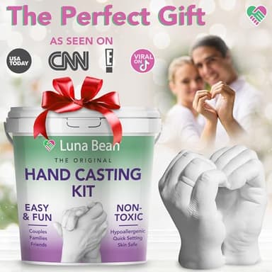 Luna Bean Hand Casting Kit – The Original Hand Mold Kit for Couples – Christmas Gifts, Bridal Shower, Wedding, Engagement Gifts for Her Him Anniversary for Men Women Wife Husband Boyfriend Girlfriend - Image 2