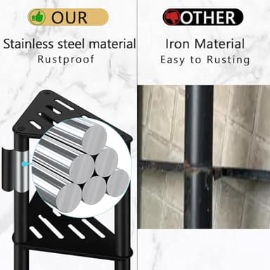 VOTZAAQ Shower Foot Rest, Shower Stool for Inside Shower, Stainless Steel Waterproof Shower Stool for Shaving Legs - Corner Bathroom Bench Seat with Storage Shelf for Small Shower Spaces - Image 4