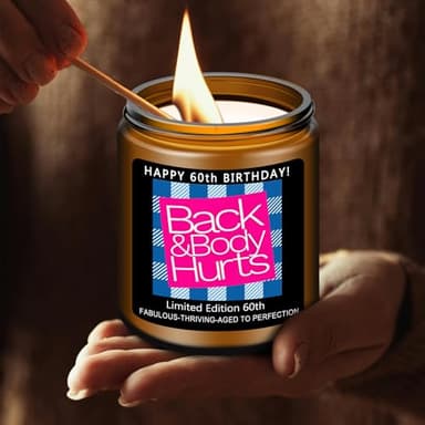 Homsolver 60th Birthday Gifts for Women Men, Happy 60th Birthday Decorations Candles Gift for Her Him, Funny 60 Years Old Ideas- Lavender Scented Candle - Image 5