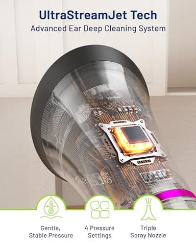 KAUGIC Upgraded Ear Wax Removal with One-Piece Waste Tank, Safe Ear Cleaner with Water Temperature Sensor, Effective Ear Irrigation Kit, IPX7, Slate Rose - Image 6