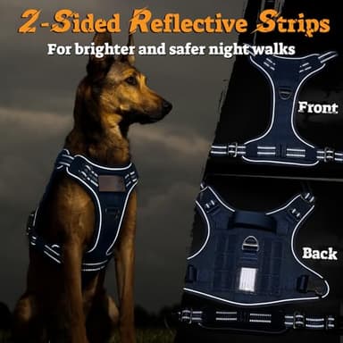 rabbitgoo Dog Harness Medium Sized No Pull, Tactical Service Pet Vest with Molle and Control Handle, Adjustable and Reflective Military Harness for Easy Walking and Training, Blue, M - Image 9