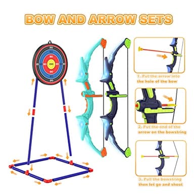 Kmuxilal 2 Pack Kids Bow and Arrow Set with LED Flash Lights, 14 Suction Cup Arrows and Fluorescence Standing Target-Perfect Indoor and Outdoor Game Archery Set Toy Gift for 4 5 6 7 8-12 Year Old Boys - Image 7