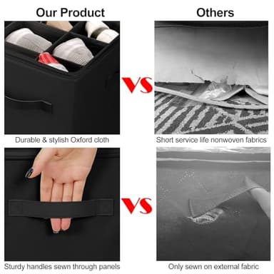 TOPIA HOME Shoe Organizer for Closet 2 Pack, Foldable Shoe Box with Adjustable Divider and Clear Cover, Space Saving Shoe Storage Organizer Cabinet with Reinforced Handles, Fits 40 Pair, Black, TP11B - Image 3