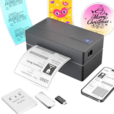 NULLTONEX Bluetooth Thermal Shipping Label Printer: 4x6 Wireless Mini Clear Label Maker with Waterproof Tape for Small Business - Widely Used for USPS UPS Ebay Amazon Shopify Etsy - Image 1