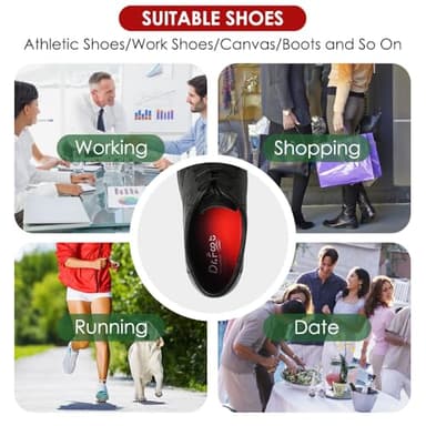 Dr. Foot 3/4 Orthotics Shoe Insoles, High Arch Supports Inserts for Flat Feet, Plantar Fasciitis, Over-Pronation, Fallen Arches (Red, Large(Men's 9-11 / Women's 10-12)) - Image 6