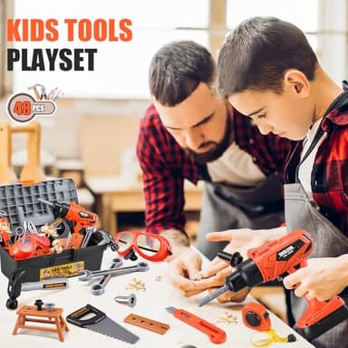 Kids Tool Set – Zealous 48 pcs Toddler Tool Set with Tool Box & Electronic Toy Drill, Pretend Play Kids Toys, Toy Construction Tools for Kids Ages 3,4,5,6,7,8 Years Old (A-Orange) - Image 5