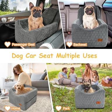 melafa365 Dog Car Seat for Small Medium Dogs, Memory Foam Dog Booster Seat, Elevated Pet Car Seat for Dogs up to 35 lbs, with Washable Removable Cover, Storage Pockets (Gray) - Image 6