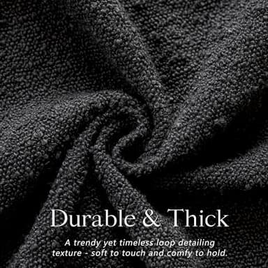 Foindtower Pack of 2, Decorative Textured Boucle Throw Pillow Covers Accent Solid Pillow Cases Neutral Soft Cozy Couch Cushion Case for Chair Sofa Bedroom Living Room Home Decor 26 x 26 Inch Black - Image 2