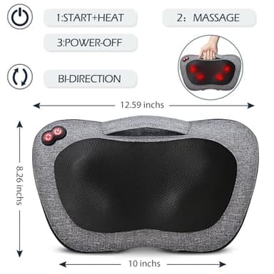 VIKTOR JURGEN Shiatsu Back Massager with Heat – Deep Tissue Massage for Neck, Shoulder, Leg, Upper & Lower Back Pain Relief, Electric Kneading 3D Massage Pillow Gifts for Men Women Dad, Mom, Christmas - Image 6