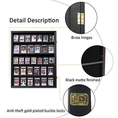 KCRasan 35 Graded Sports Card Display Frame -Baseball Card Display Case Lockable - Trading Card Collector Wall Display Holder for Basketball Football Hockey Cards, UV Protection Acrylic(Black) - Image 3