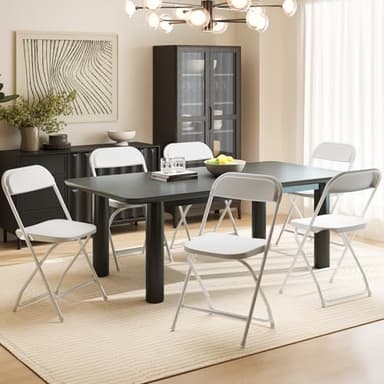 DUMOS 4 Pack Folding Chairs, Plastic Chairs with 330-Pound Capacity, Sturdy Metal Frame, Easy to Fold and Store, Comfortable for Indoor & Outdoor Use, Perfect for Home, Office, and Parties, White - Image 6