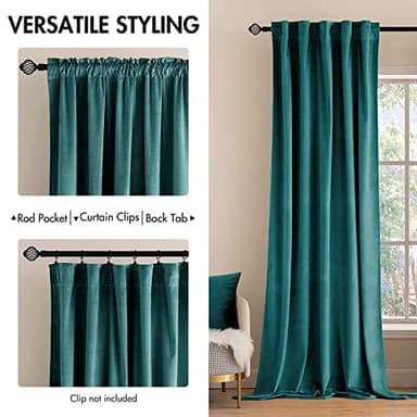 MIULEE Teal Velvet Curtains 108 inches Long 2 Panels - Luxury Blackout Curtains for Bedroom Living Room Thermal Insulated Fall Decor Super Soft Window Drapes Rod Pocket & Back Tab - Image 3