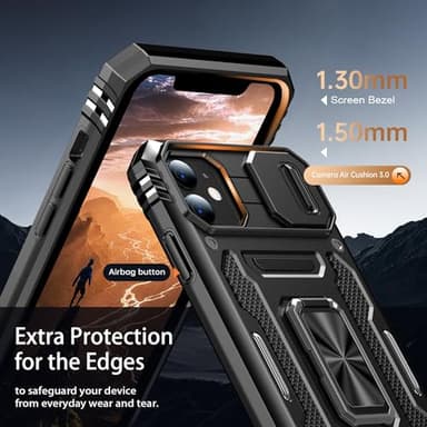 Goodon for iPhone 11 Case with Sliding Camera Cover + Screen Protector - Metal Magnetic Kickstand - Military-Grade Shockproof Matte Protective Phone Cover 6.1" for Men Women Girls - Black - Image 5
