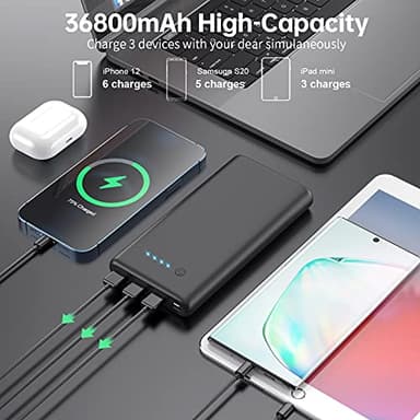 Portable Charger 36800mAh,4 Outputs Power Bank, Dual Input 5V/3A External Battery Pack,USB-C in&Out High-Speed Charging Backup Charger Compatible with iPhone 16/15/14/13,Samsung S23 Android Phone etc - Image 5