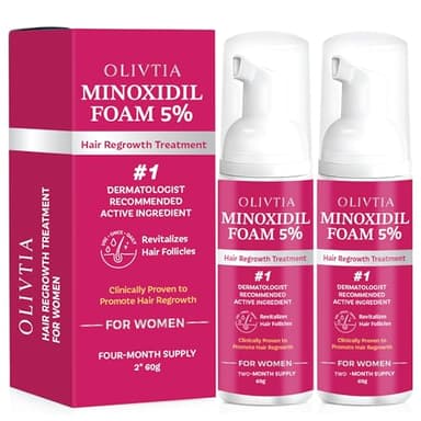 5% Minoxidil Foam for Women Hair Growth: Extra Strength Hair Regrowth Treatment – Revitalize Hair Follicles & Regrow Thicker, Fuller Hair – Hair Loss Solution-2pack - Image 1