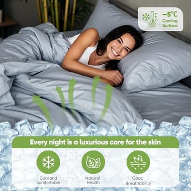 TWK Luxury Sheet Set, Genuine 100% Organic Viscose Derived from Bamboo, Cooling & Breathable, Silky Soft, Bedding Sheets & Pillowcases (Sterling Blue, King) - Image 3