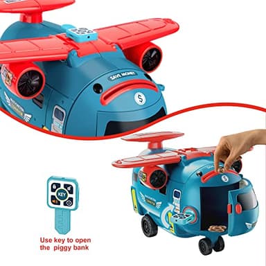 Dwi Dowellin Airplane Car Toy,Steering Wheel Toys for 3 4 5 6 Year Old Boys&Girls with Sound and Light,Toddler Educational Plane Driving Toy Gift for Kids Aged 3+, Blue - Image 4