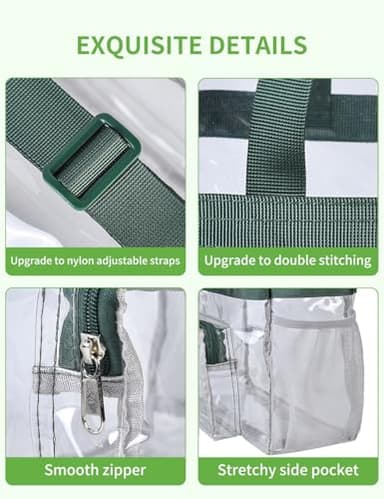 Bagenius Clear Bag Stadium Approved 12x6x12 Clear bag for Stadium Events Sports Concert Festival Work, Green - Image 4