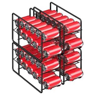MOOACE 4 Pack Can Dispenser Rack, Stackable Can Storage Organizer Holder for Canned Food Kitchen Cabinet Pantry Countertop, Black - Image 8