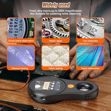 Handheld Digital Microscope Portable Microscope USB for Kids 2.0 inch IPS Color Screen,200w Pixel,500x Magnification,Built-in 8LED Lights Compatible with Windows,Mac OS(Black) - Image 3