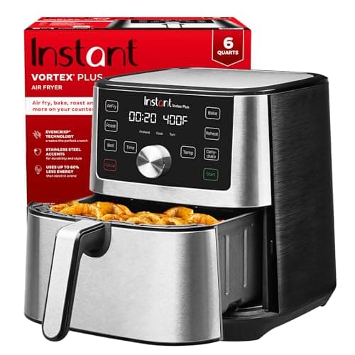 Instant Pot Vortex Plus 6QT XL Air Fryer, 6-in-1, Broils, Dehydrates, Crisps, Roasts, Reheats, Bakes for Quick Easy Meals, 100+ In-App Recipes, Dishwasher-Safe, from the Makers of Instant Pot, Black - Image 1
