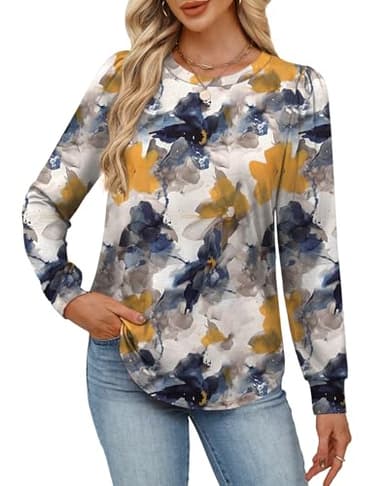 Alaroo Plus Size Tops For Women Long Sleeve Shirts Fall Fashion Crewneck Basic Sweatshirts Boho Clothes 2025 Print 2 2Xl - Image 3