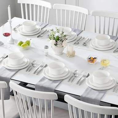 MALACASA 24 Pieces Porcelain Dinnerware Set, Modern White Dish Set for 8, Premium Serving Plates and Bowls Sets, Chip and Scratch Resistant Dishware Sets Kitchen Dishes Dining Ware Set, Series LEAH - Image 6