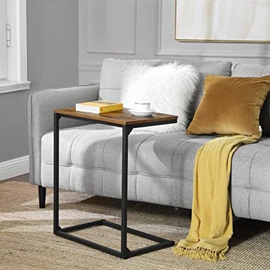 VASAGLE C Shape End Table, Small Coffee Table for Couch Or Sofa, Industrial Side Table in Living Room, Bedroom, 13.8 x 21.7 x 26 Inches, Rustic Brown and Black ULNT52BX - Image 4