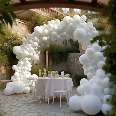 130PCS White Balloons Different Sizes 18" 12" 10" 5" Balloon Garland Arch Kit perfect for Birthday Party, Graduation, Baby Shower, Wedding, Holiday Decoration and Anniversary (White balloons) - Image 4