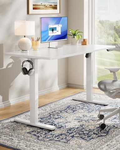 HUANUO Electric Standing Desk, 40" x 24" Whole Piece Desktop, Adjustable Height Computer Desk, 4 Height Memory Settings, Sit Stand Up Desk for Home Office, White - Image 2