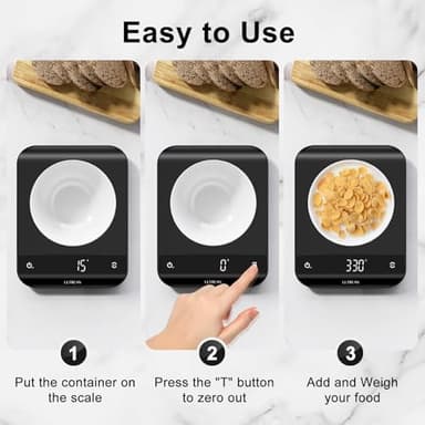 Ultrean Food Scale, Digital Kitchen Scale with LED Display, Weight Grams and Ounces for Baking Cooking, 6 Units with Tare Function, 11lb (Batteries Included) - Image 6