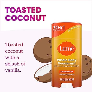 Lume Whole Body Deodorant - Smooth Solid Stick - 72 Hour Odor Control - Aluminum Free, Baking Soda Free and Skin Safe - 2.6 Ounce (Pack of 2) (Toasted Coconut) - Image 3