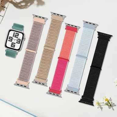6 Pack Nylon Sport Loop Band Compatible with Apple Watch Band 38mm 40mm 41mm 42mm 44mm 45mm 46mm 49mm Women Men, Soft Adjustable Replacement Straps for iWatch Series 11 10 9 8 7 6 5 4 3 2 1 SE Ultra - Image 2