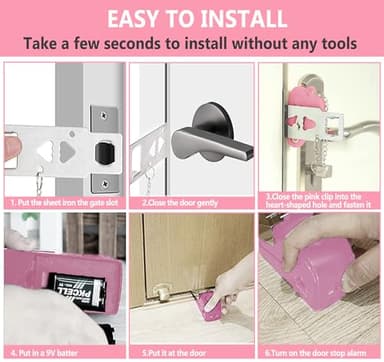 MBBEST Hotel Door Lock & Door Stop Alarm,Dual Protection Security Devices Pocket Door Stopper Self Defensey Tools for Hotel Travel Home Apartment House, Pink/Pink - Image 4