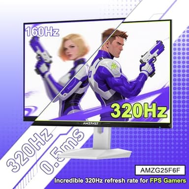 Amzfast 25 inch 320Hz/300Hz/240Hz White Gaming Monitor, FHD 1080P 0.5ms Fast IPS, TÜV Rheinland Eye Care| AI Crosshair, Adaptive Sync,Night Vision Function,Two Year Warranty Exchange(HDMI & DP Cable) - Image 3