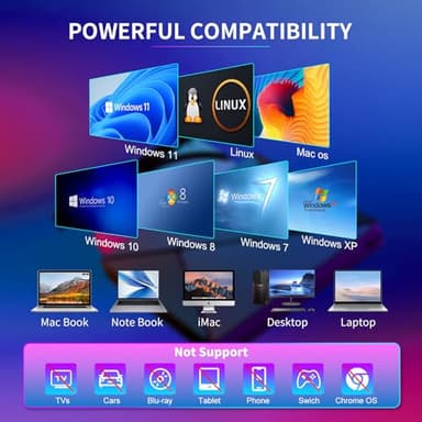 DVD Player for Laptop, External CD Drive for Mac, USB 3.0 USB C Portable CD Burner External Disk Drive, DVD Reader Writer ROM Drive Compatible with Laptop Desktop Mac,Windows 10/8/7 Linux - Image 6