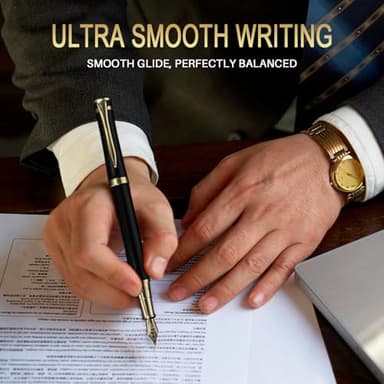 FINTANIX Fountain Pen with Fine Nib | Luxury Black Finish, Smooth Ink Flow, Complete Set with Ink Cartridges, Converter & Sleeve | Ideal for Professionals, Office, Journaling, and Gifts - Image 3