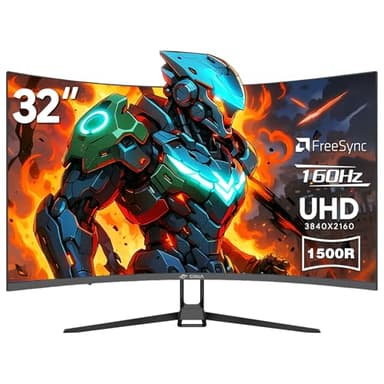 CRUA 32" Curved Gaming Monitor, 4k UHD(3840 * 2160P) VA Screen, 1500R, 144Hz/160Hz Computer Moniter, Supports AMD Freesync, 120% sRGB, Built-in Speakers, Wall Mountable Installs(HDMI 2.1/DP 1.4)-Black - Image 2